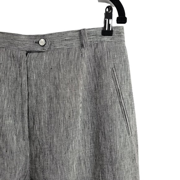 Austin Reed New 100% Linen High Waist Black And White Flat Front Chino Pants - Picture 3 of 10